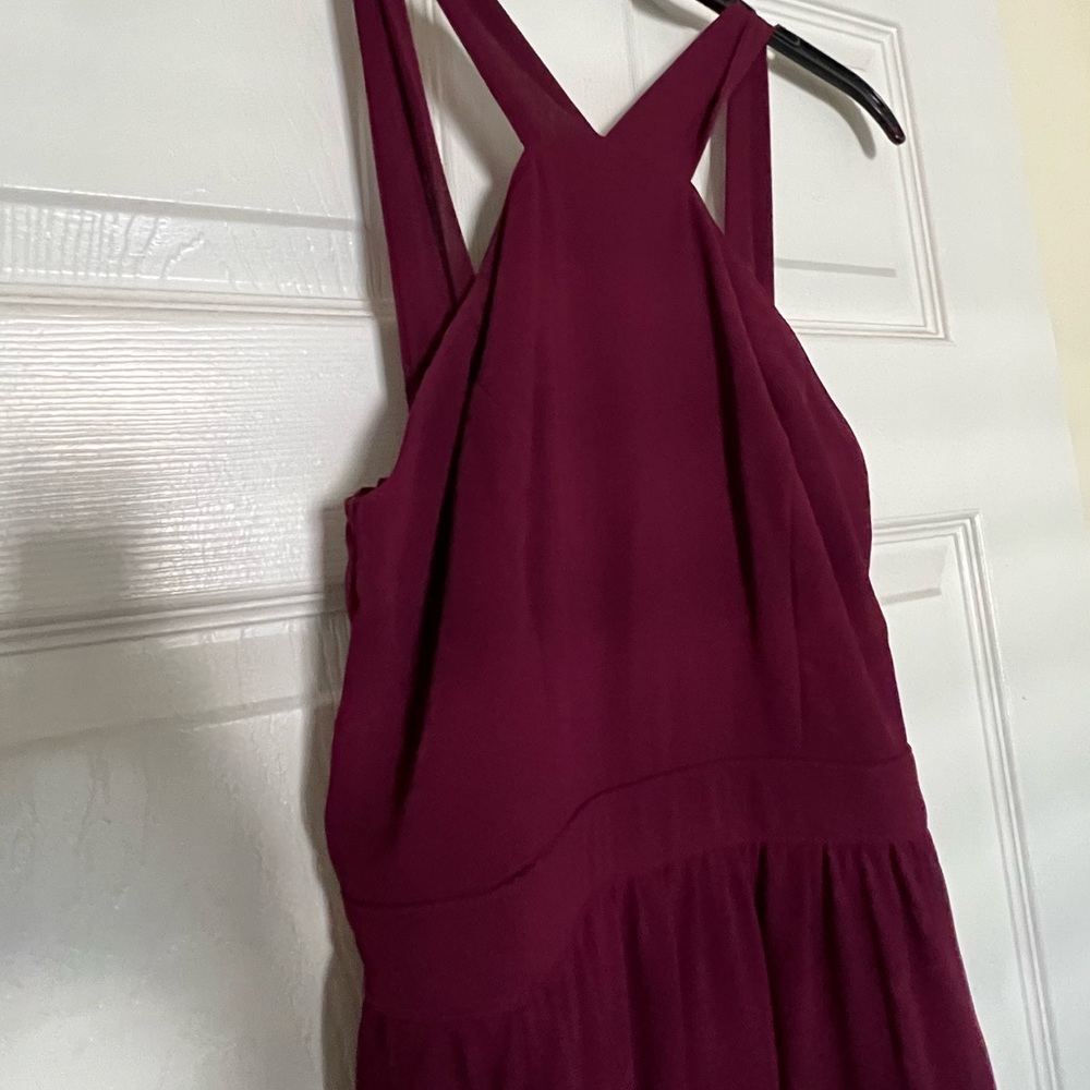 Maroon bridesmaid floor length dress